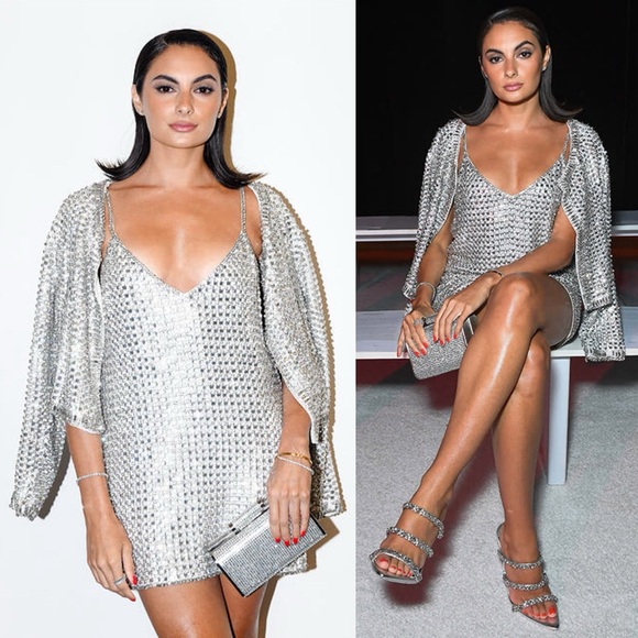 Retrofete Holland Crystal Rhinestone Embellished Mini Dress Silver NEW with tags - Picture 1 of 10
